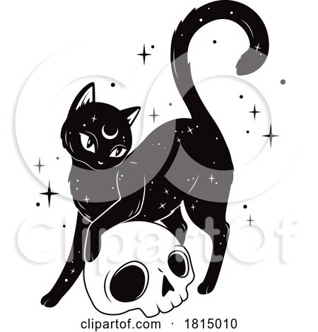 Magical Black Cat Halloween Clipart by Vector Tradition SM