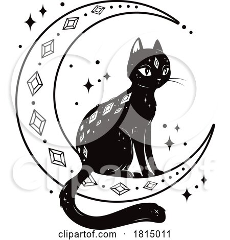 Magical Black Cat Halloween Clipart by Vector Tradition SM