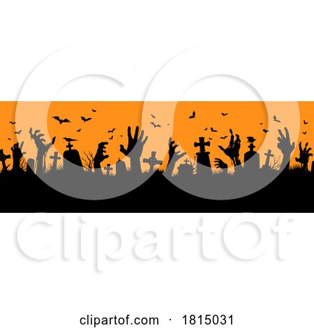 Silhouetted Halloween Zombie Banner Clipart by Vector Tradition SM