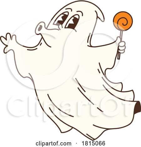 Halloween Ghost with a Lolipop Clipart by Vector Tradition SM