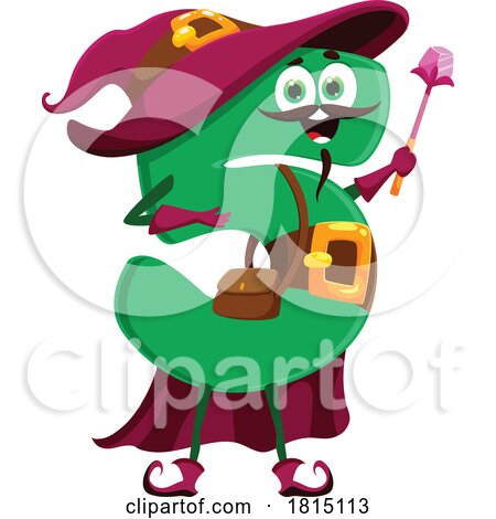 Halloween Wizard Number 5 Math Mascot Clipart by Vector Tradition SM