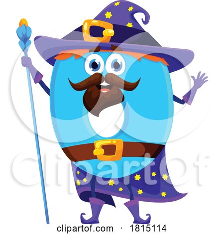 Halloween Wizard Number 0 Math Mascot Clipart by Vector Tradition SM