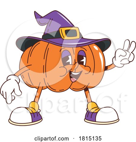 Cartoon Halloween Witch Pumpkin Mascot Clipart by Vector Tradition SM