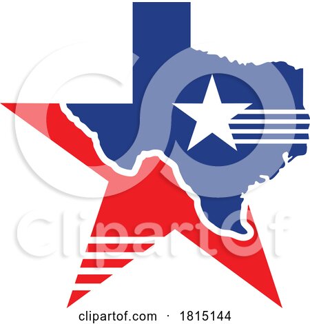 State of Texas USA Map and Patriotic Design with Star and Stripes by Vector Tradition SM