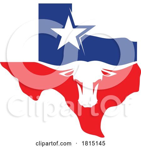 State of Texas USA Map and Patriotic Design with Star and Longhorn by Vector Tradition SM