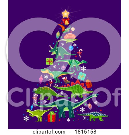 Dinosaur Christmas Tree Clipart by Vector Tradition SM