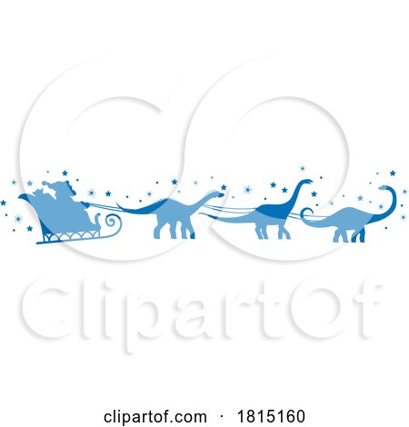 Silhouetted Dinosaurs Pulling Santas Sleigh Clipart by Vector Tradition SM