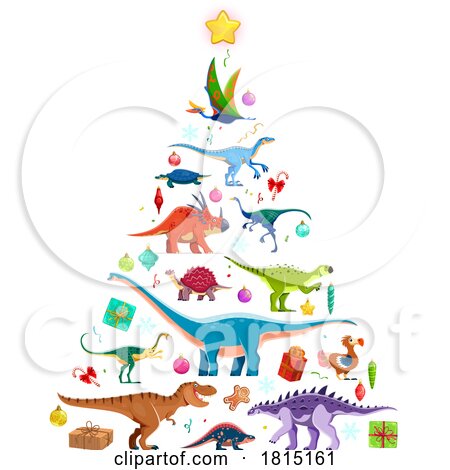 Dinosaur Christmas Tree Clipart by Vector Tradition SM