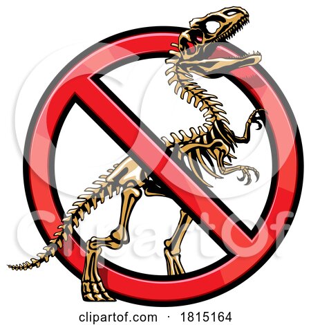 Warning Sign with a Dinosaur Skeleton Clipart by Vector Tradition SM