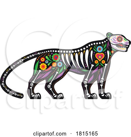 Mexican Day of the Dead Sugar Skull Jaguar Skeleton Clipart by Vector Tradition SM