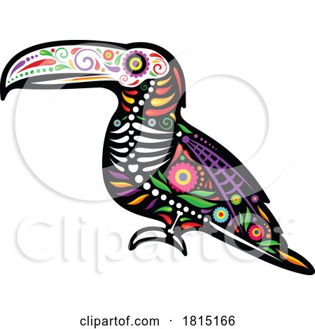 Mexican Day of the Dead Sugar Skull Toucan Skeleton Clipart by Vector Tradition SM