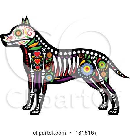 Mexican Day of the Dead Sugar Skull Dog Skeleton Clipart by Vector Tradition SM