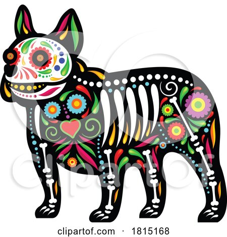 Mexican Day of the Dead Sugar Skull Dog Skeleton Clipart by Vector Tradition SM