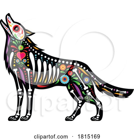 Mexican Day of the Dead Sugar Skull Dog Skeleton Clipart by Vector Tradition SM