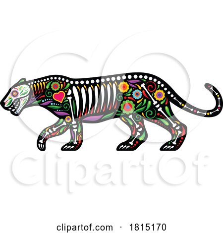 Mexican Day of the Dead Sugar Skull Jaguar Skeleton Clipart by Vector Tradition SM