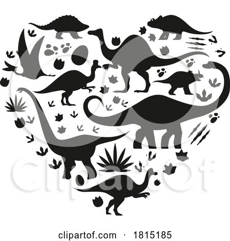 Silhouetted Dinosaur Heart Clipart by Vector Tradition SM