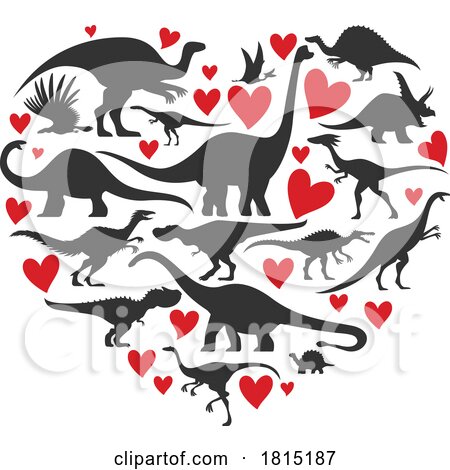 Silhouetted Dinosaur Heart Clipart by Vector Tradition SM