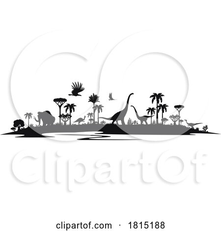 Silhouetted Dinosaurs Clipart by Vector Tradition SM