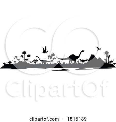 Silhouetted Dinosaurs Clipart by Vector Tradition SM