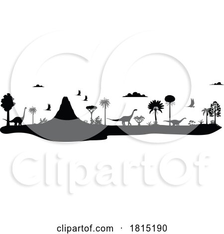 Silhouetted Dinosaurs Clipart by Vector Tradition SM