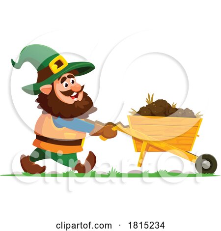 Gnome with Soil in a Wheelbarrow Clipart by Vector Tradition SM