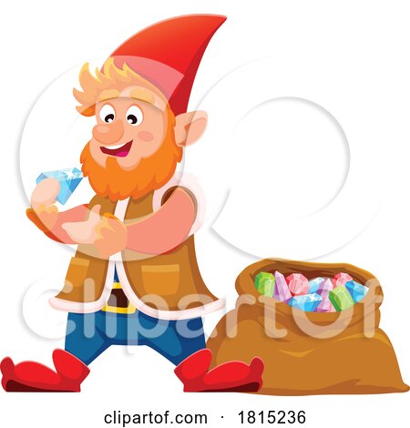 Gnome with a Bag of Gems Clipart by Vector Tradition SM