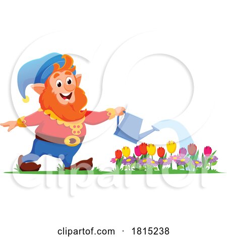 Gnome Watering a Garden Clipart by Vector Tradition SM