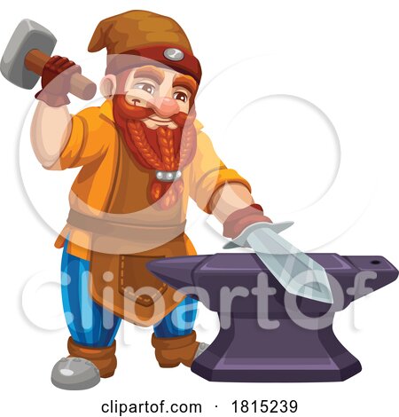 Gnome Making a Sword Clipart by Vector Tradition SM