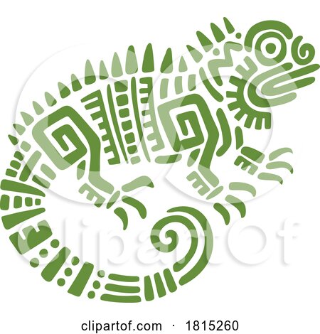 Iguana in Aztec Mayan Totem Style Clipart by Vector Tradition SM