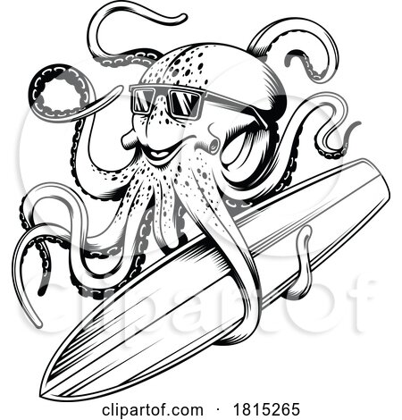 Surfer Octopus Clipart by Vector Tradition SM