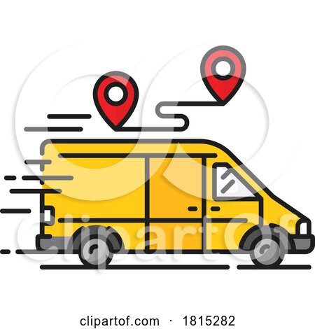 Delivery Van with GPS Navigation Pins by Vector Tradition SM