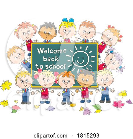 Cartoon Children Going Back to School Clipart by Alex Bannykh