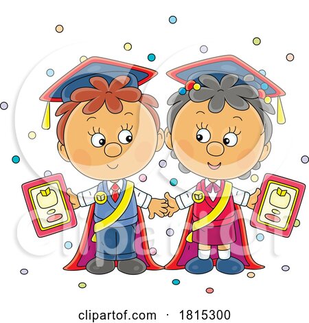 Cartoon School Children Graduating Pre School Clipart by Alex Bannykh