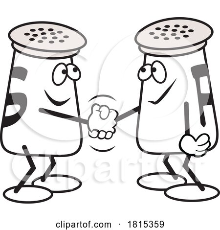 Salt and Pepper Mascots Shaking Hands Clipart by Johnny Sajem