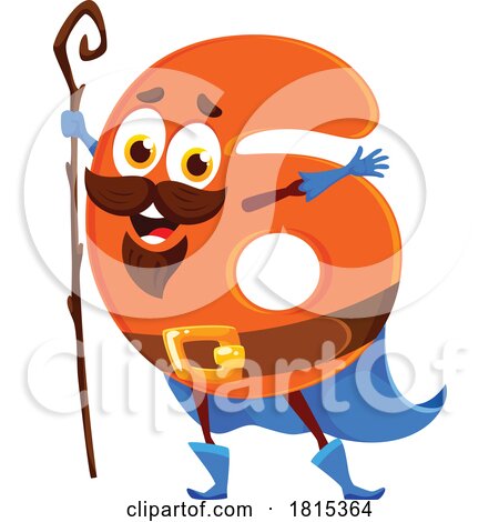 Wizard Number 6 Mascot Clipart by Vector Tradition SM