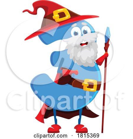 Wizard Number 3 Mascot Clipart by Vector Tradition SM