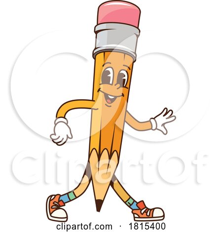 Retro Cartoon Pencil Mascot Clipart by Vector Tradition SM