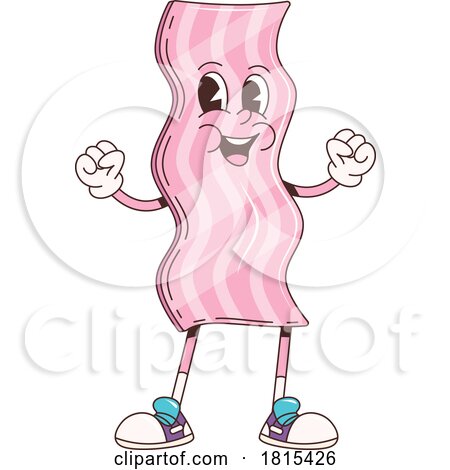 Retro Cartoon Bacon Mascot Clipart by Vector Tradition SM