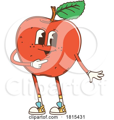 Retro Cartoon Red Apple Mascot Clipart by Vector Tradition SM