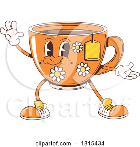 Retro Cartoon Tea Cup Mascot Clipart by Vector Tradition SM