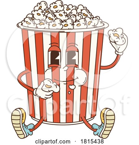 Retro Cartoon Popcorn Bucket Mascot Clipart by Vector Tradition SM