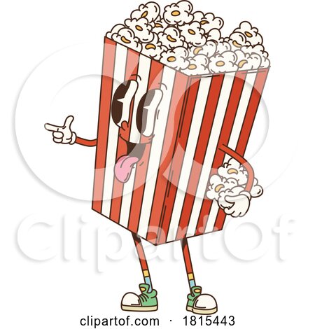 Retro Cartoon Popcorn Bucket Mascot Clipart by Vector Tradition SM