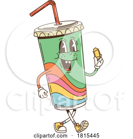 Retro Cartoon Fountain Soda Mascot Clipart by Vector Tradition SM