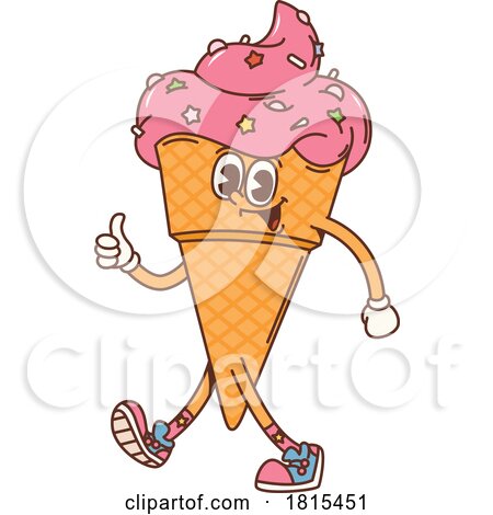 Retro Cartoon Ice Cream Mascot Clipart by Vector Tradition SM