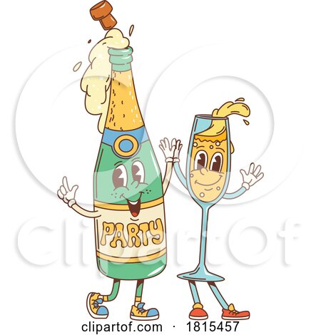 Retro Cartoon Champagne Characters Clipart by Vector Tradition SM