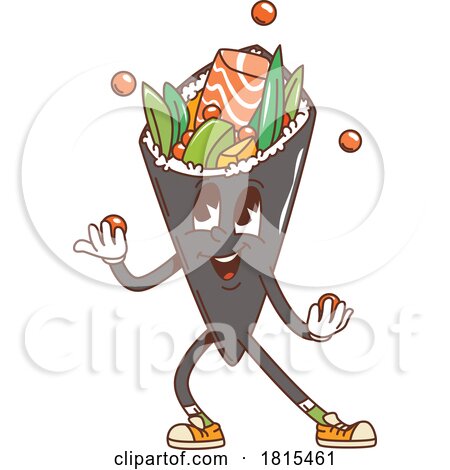 Retro Cartoon Sushi Character Clipart by Vector Tradition SM