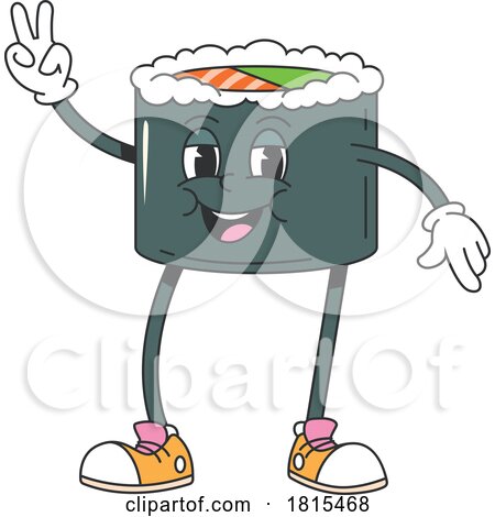 Retro Cartoon Sushi Character Clipart by Vector Tradition SM