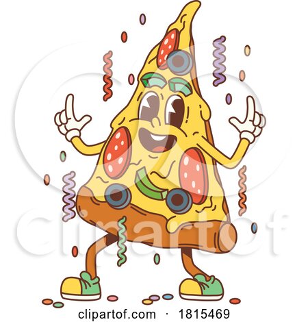 Retro Cartoon Pizza Character Clipart by Vector Tradition SM