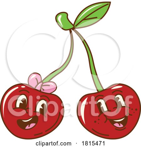 Retro Cartoon Cherries Mascot Clipart by Vector Tradition SM