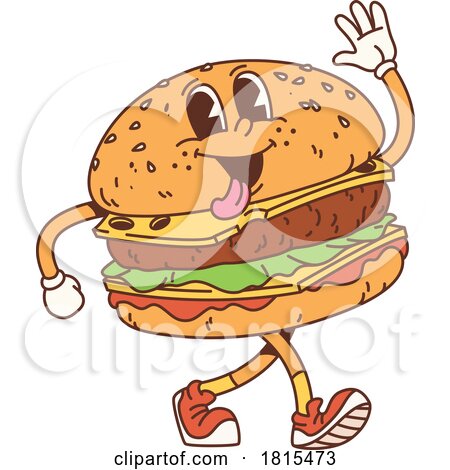 Retro Cartoon Cheeseburger Character Clipart by Vector Tradition SM